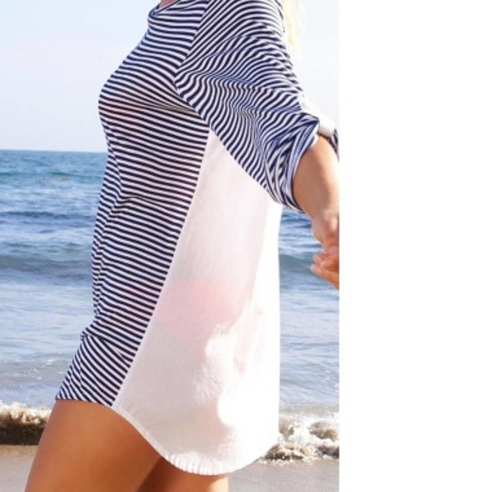 Splendid Swim Malibu Stripe Navy Tunic Small